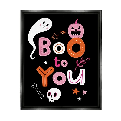 Stupell Industries Boo To You Smiling Halloween Elements Framed Floater Canvas Wall Art