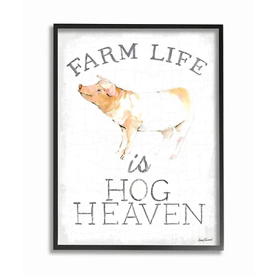Stupell Industries Farm Life Is Hog Heaven Print with Frame Wall Accent