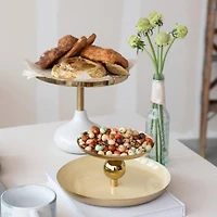 Hello Honey® 10" Yellow & Gold Soleil Enameled Metal 2-Tier Tray