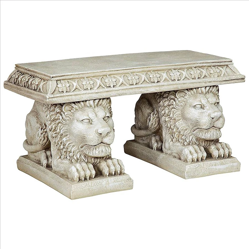 Design Toscano 15" Grand Lion of St. John's Square Sculptural Bench
