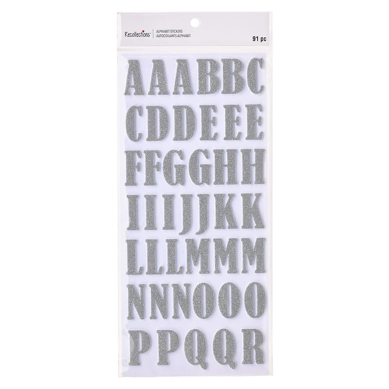 12 Pack: Silver Large Alphabet Glitter Stickers by Recollections™