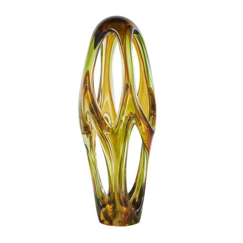 21" Orange Glass Abstract Ombre Cutout Sculpture