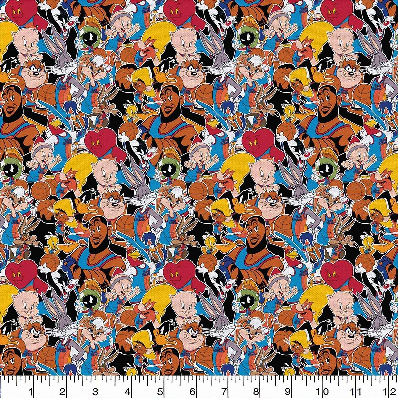 Space Jam Sticker Stack Precut Cotton Fabric