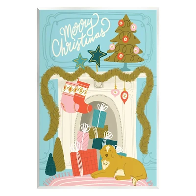 Stupell Industries Whimsical Fireplace Merry Christmas Wall Plaque Art
