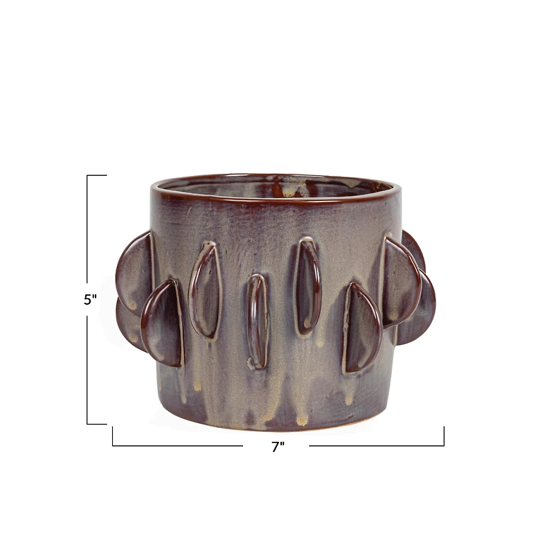 Hello Honey® 7" Brown Reactive Glaze Stoneware Planter