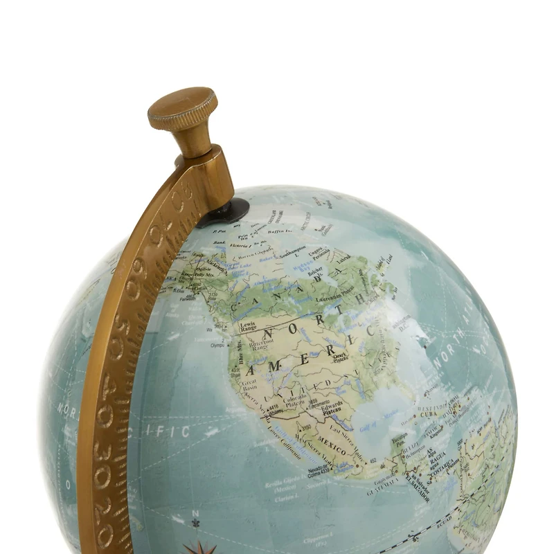 16" Blue Ceramic & Metal Coastal Globe