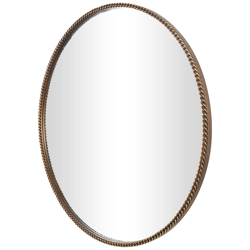 34" Gold Linked Chain Framed Round Wall Mirror