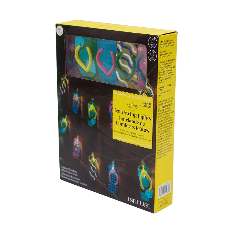 10ct. Flip Flop Icon Warm White LED String Lights by Ashland®