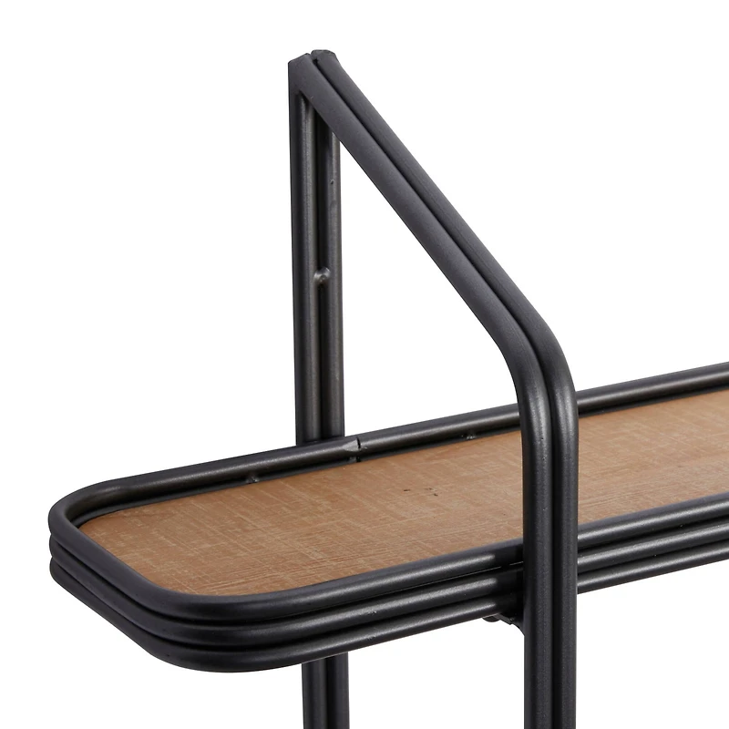 Black Iron and Wood Industrial Wall Shelves, 23" x 32" x 6"