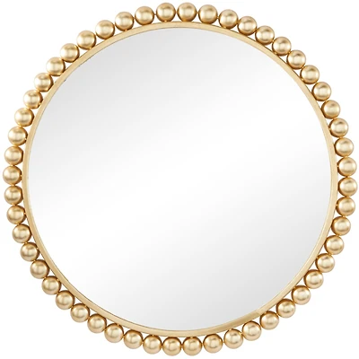 CosmoLiving by Cosmopolitan Gold Metal Wall Mirror with Bead Detailing 36" x 1" x 36"