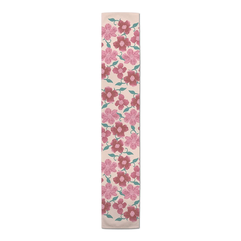 Pink Florals 16" x 90" Cotton Twill Runner