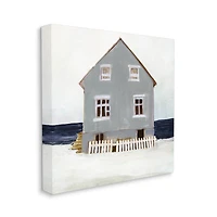 Stupell Industries Winter Beach House Landscape Cool Coast Line Canvas Wall Art