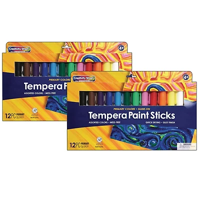 Creativity Street® Primary Colors Glide-On Tempera Paint Sticks, 2 Packs of 12