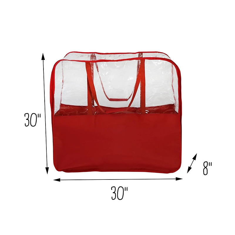 Honey Can Do 30" Red Clear-View Christmas Storage Bags with Handles, 2ct.