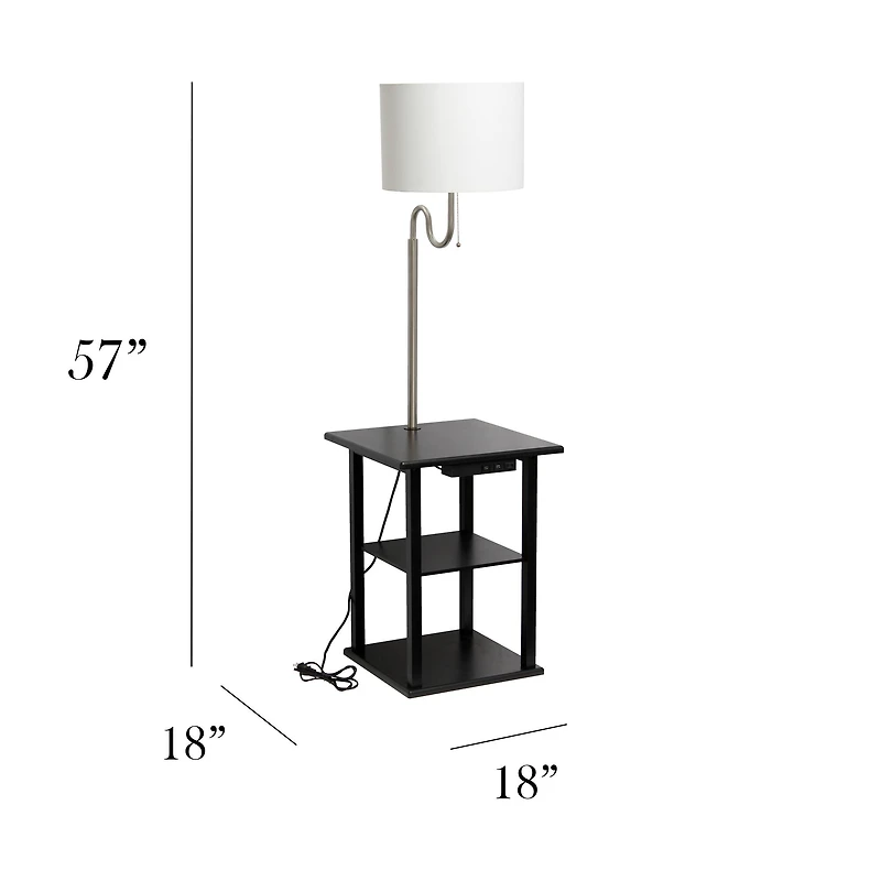 Simple Designs 57" 2 Tier Floor Lamp with USB & Outlet
