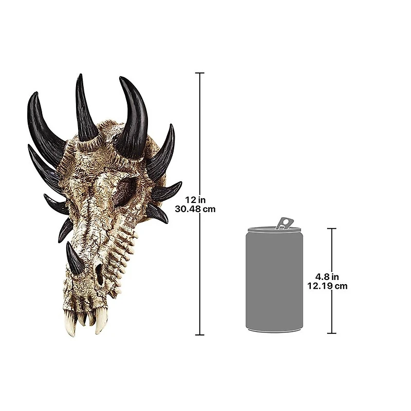 Design Toscano 12" Manchester's Dragon Bones Sculptural Skull Wall Sculpture