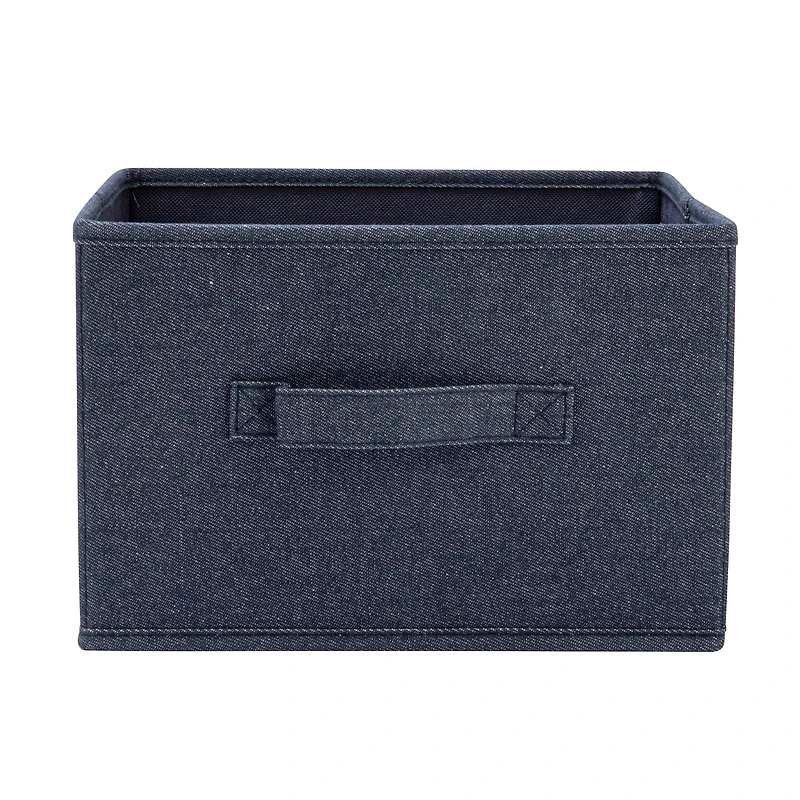 Household Essentials 7.5" Denim Blue Collapsible Cotton Blend Cube Storage Drawer, 2ct.