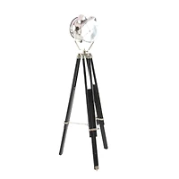 75" Black Wood Industrial Floor Lamp