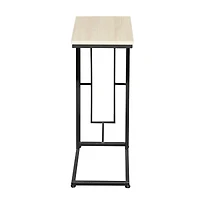 Black Iron & Wood Contemporary Accent Table