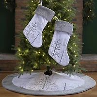 Glitzhome® White Fleece Christmas Stocking & Tree Skirt Set