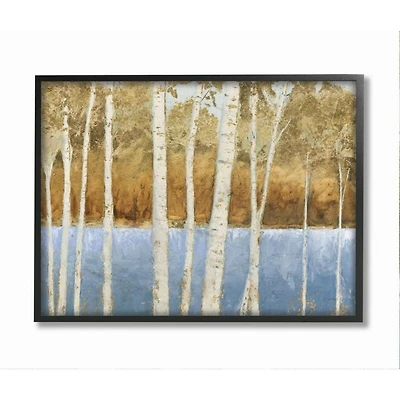 Stupell Industries Birch Tree Lake Landscape Nature Black Wood Framed Wall Art