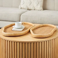 Brown Rattan Handmade Woven Living Room Décor Tray Set