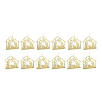 12ct. 4.25" Metal Holy Family Cut Out Ornament Set