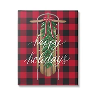 Stupell Industries Happy Holidays Tartan Sled Canvas Wall Art