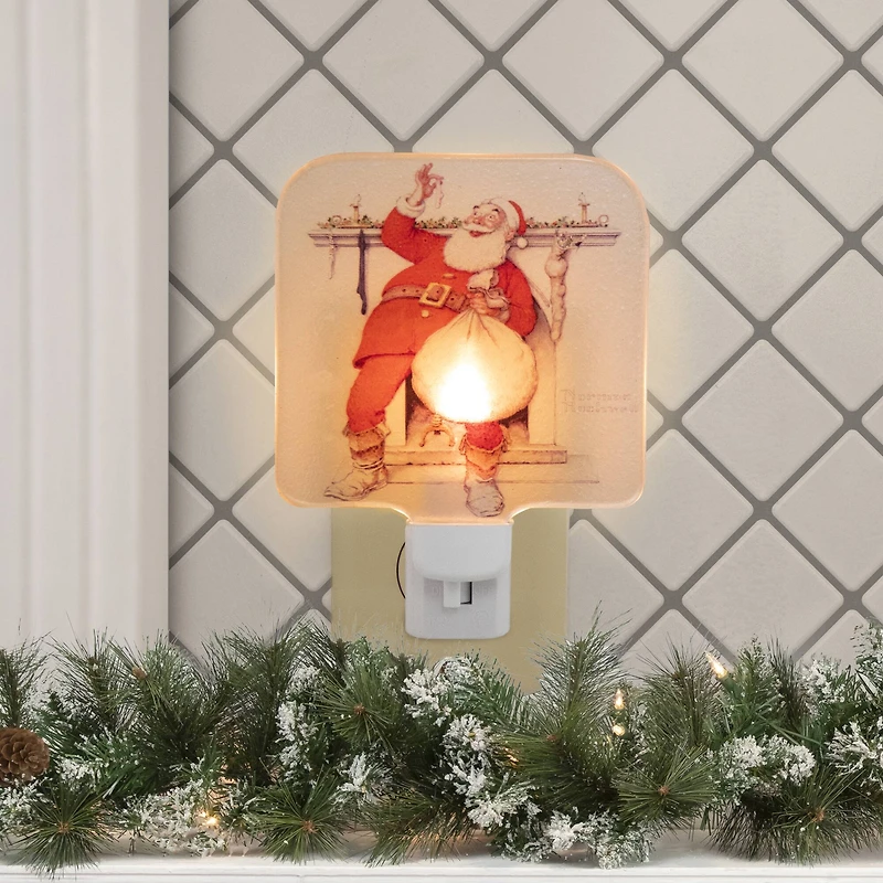6" Norman Rockwell Filling the Stocking Glass Christmas Night Light
