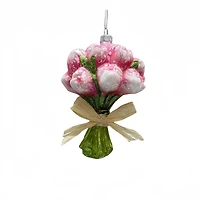 5.25" Pink Tulip bouquet Glass Ornament by Ashland®