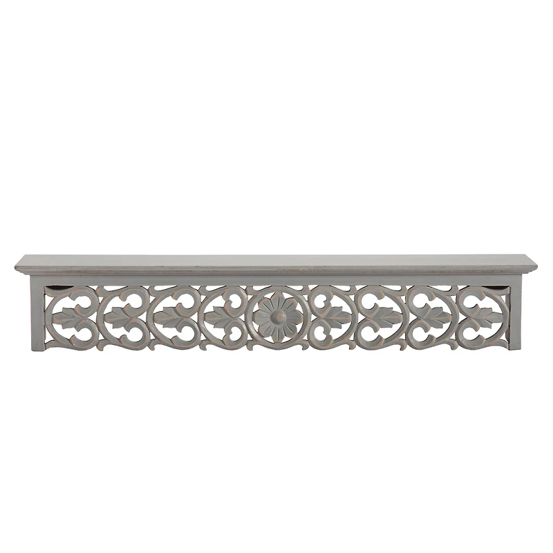 Habitat 30" Carved Gray Decorative Shelf