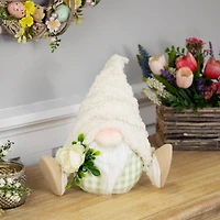 10.5" Plush Sitting Gnome with Flower Spring Figurine