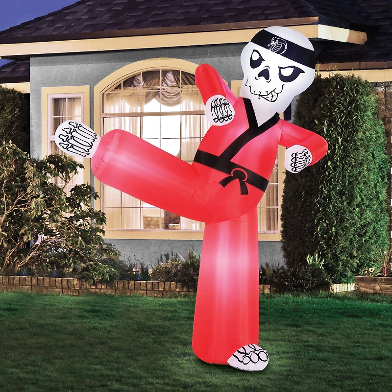 6.5ft. Inflatable Halloween Light Up Karate Skeleton