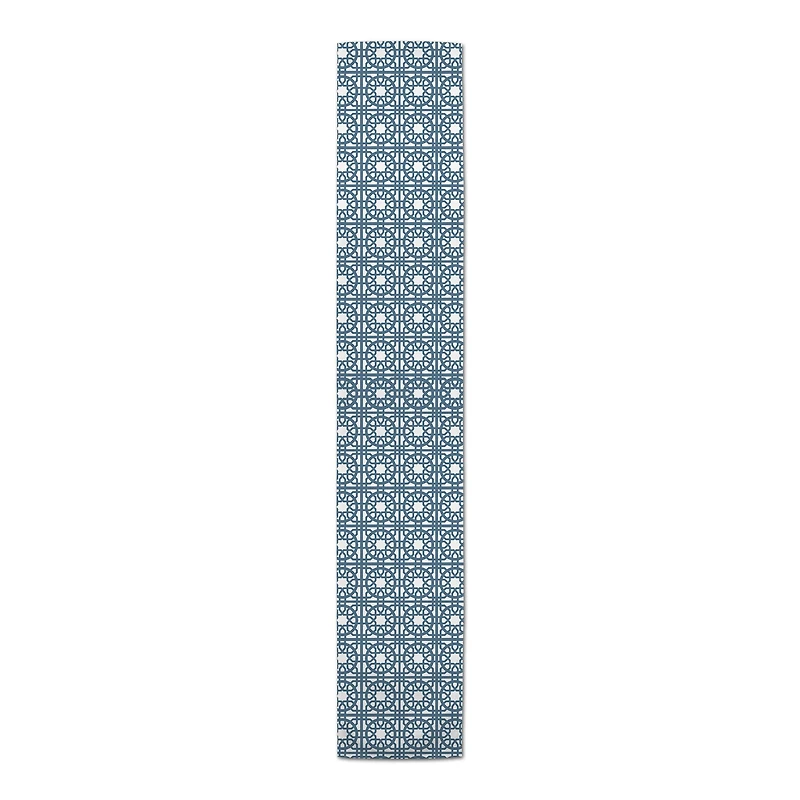Geometric Blue Tiles Indoor/Outdoor Table Runner