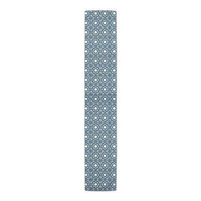 Geometric Blue Tiles Indoor/Outdoor Table Runner