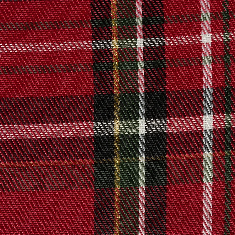 DII® 70" Round Holiday Metallic Plaid Tablecloth