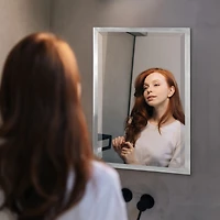 Head West Brushed Nickel Stainless Steel Beveled Accent Vanity Mirror