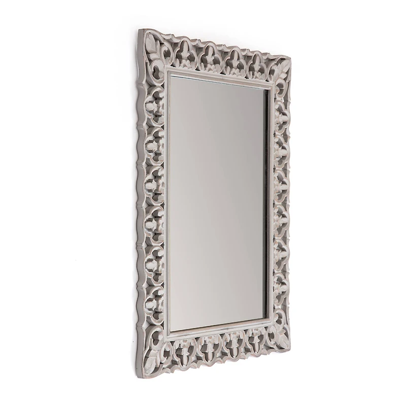 Habitat Calie 25" Distressed Gray Mirror with Carved Botanical Frame