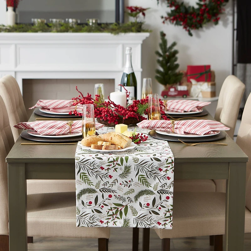 DII® 72" Holiday Sprigs Printed Table Runner