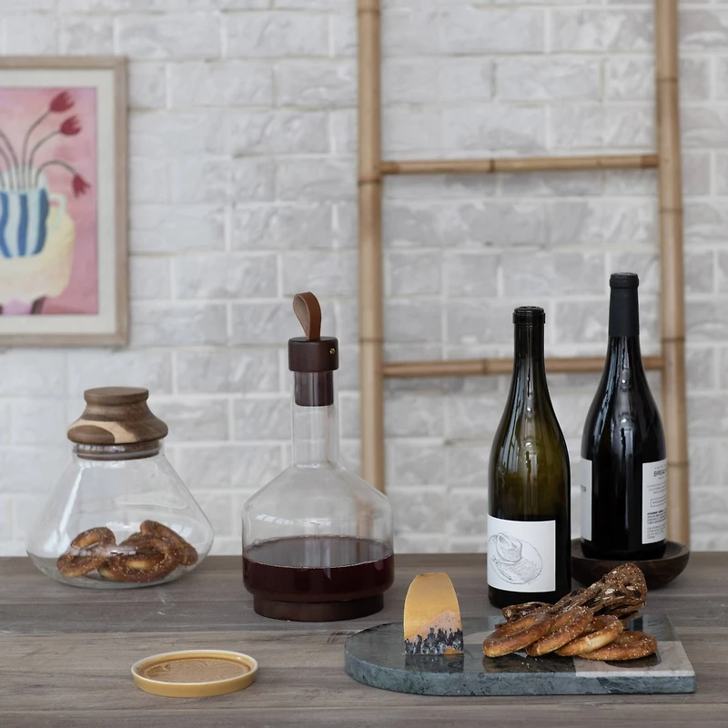 Hello Honey® 62oz. Glass Carafe with Walnut Brown Acacia Wood Base & Stopper