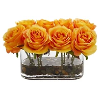 5.5" Blooming Roses in Glass Vase