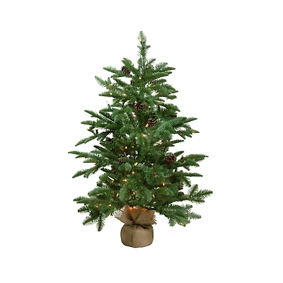 3ft. Pre-Lit Viella Norway Spruce Artificial Christmas Tree in Burlap Base, Clear Lights