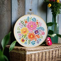 6" Floral Stamped Design Embroidery Kit with Hoop by Loops & Threads®