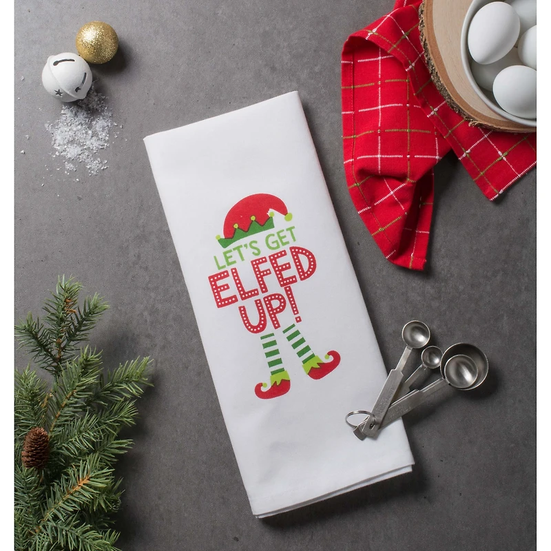 DII® Assorted Elfed Up Holiday Printed Dishtowel Set
