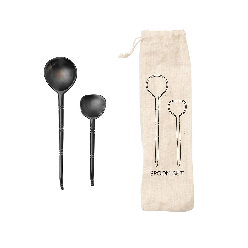 Hello Honey® Black Horn Spoons Set