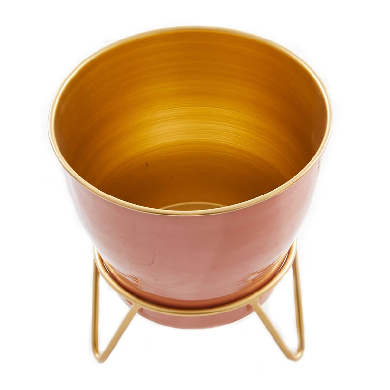 The Novogratz Set of 2 Pink Iron Modern Planter, 12" x 10" x 10"