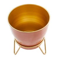 The Novogratz Set of 2 Pink Iron Modern Planter, 12" x 10" x 10"