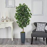 5ft. Ficus Artificial Tree in Gray Planter