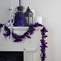 50ft. Black & Purple Bats Halloween Tinsel Garland