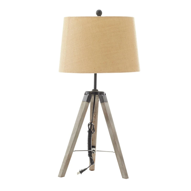 Set of 2 Brown Wood Rustic Table Lamp, 31"